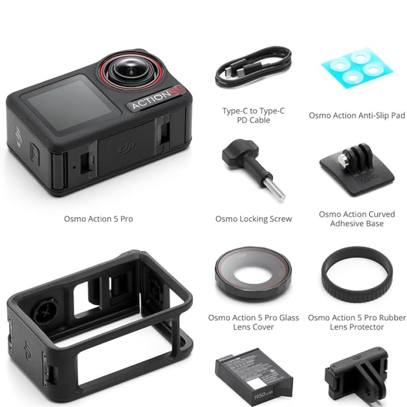 DJI Osmo Action 5 Pro Standard Combo, Waterproof Action Camera with 1/1.3" Sensor, 4K/120fps Video, Subject Tracking, Stabilization, Dual OLED Touchscreens, Action Camera 4K Ideal for Sports, Vlog