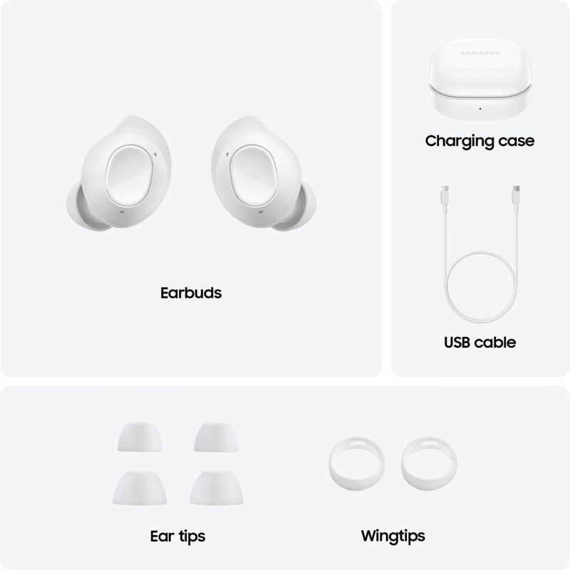 Samsung Galaxy Buds FE True Wireless Bluetooth Earbuds, Comfort and Secure in Ear Fit, Auto Switch Audio, Touch Control, Built-in Voice Assistant, White